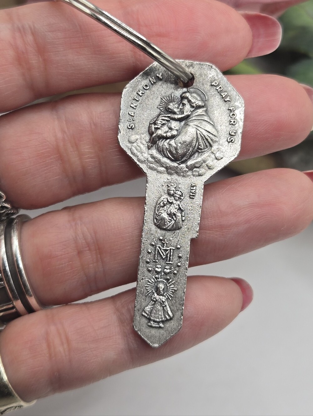Vintage Travel Protection Key,  St Christopher, St Anthony, St Joseph. Italy